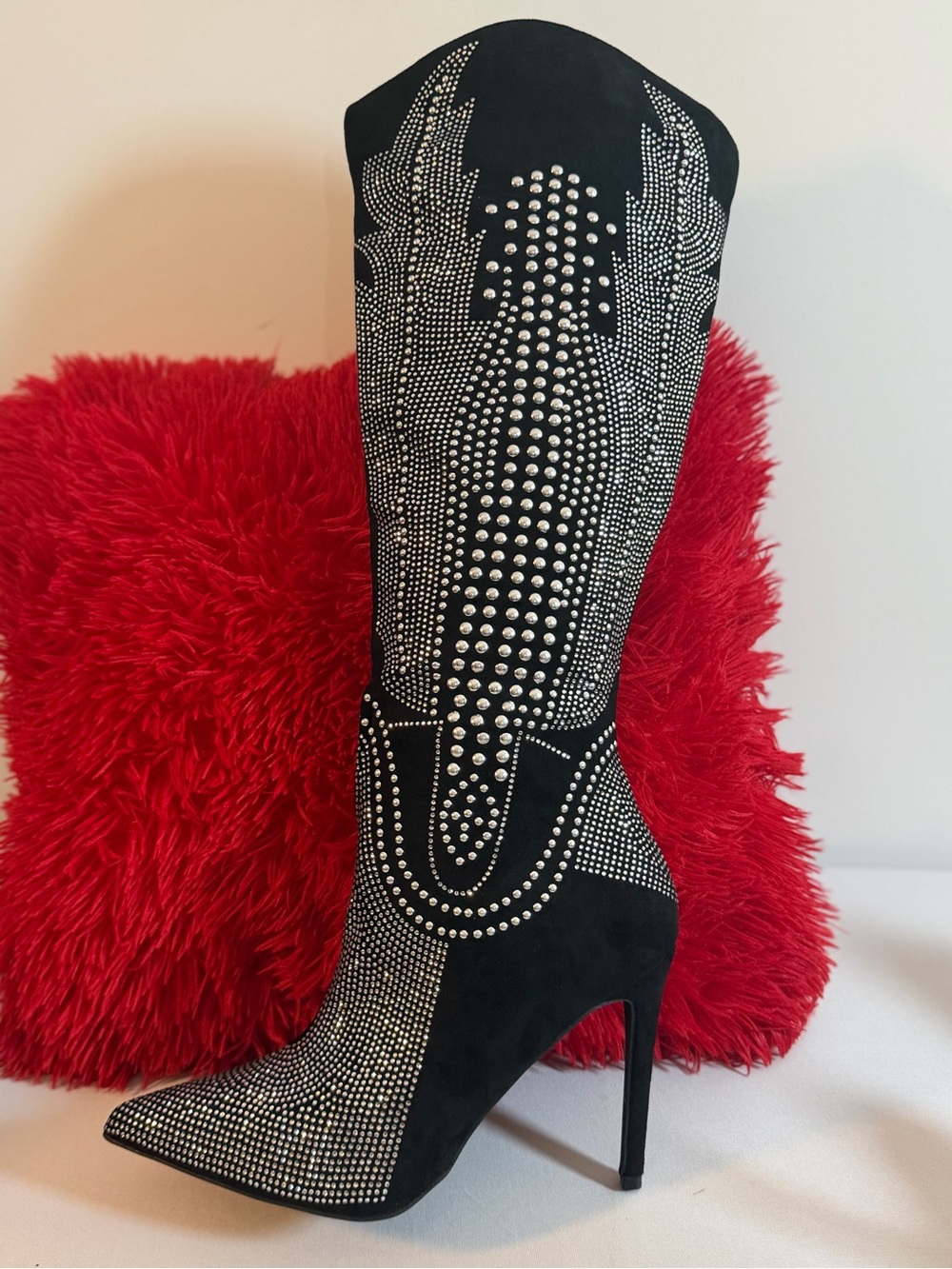 Cape Robbin Black Studded Knee-High Stiletto Boots